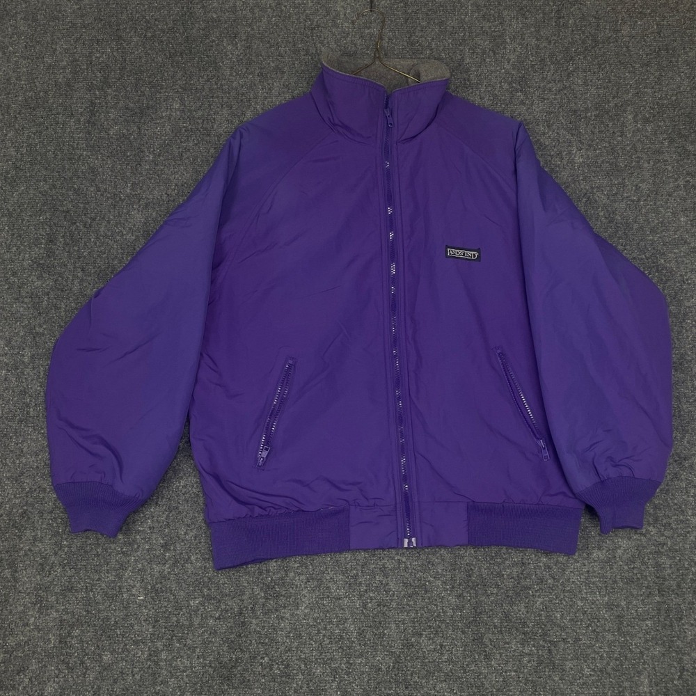 Lands End Squall Jacket Womens Medium Purple Fleece Lined Insulated Nylon Bomber